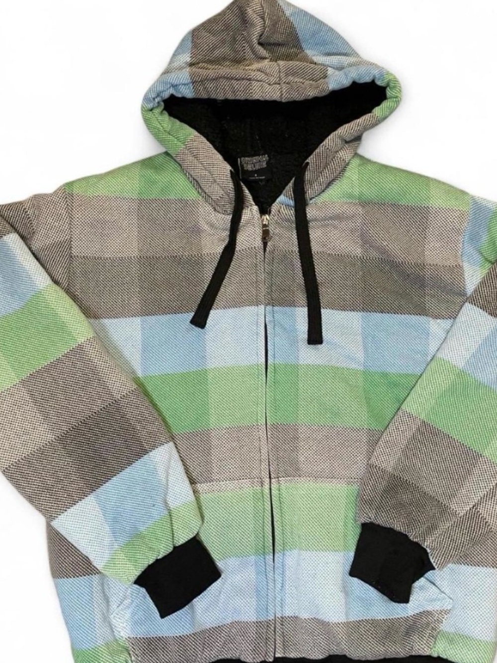 Original Deluxe Men's Sherpa Fleece Lined Plaid Full Zip Hoodie